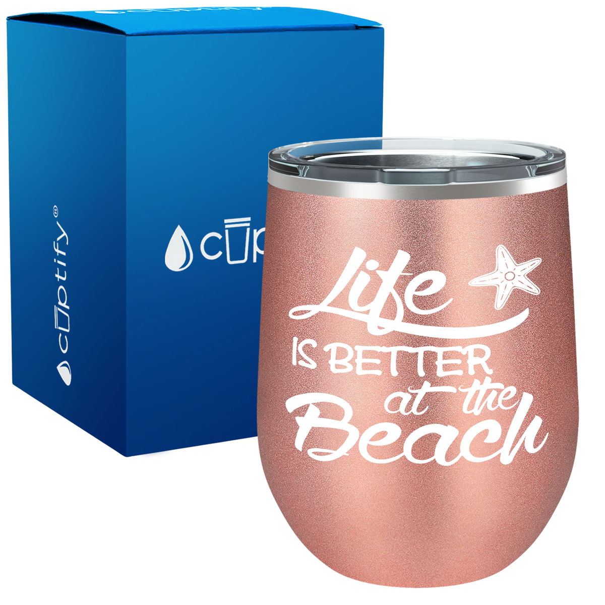 Life is Better at the Beach with Starfish 12oz Beach Wine Tumbler