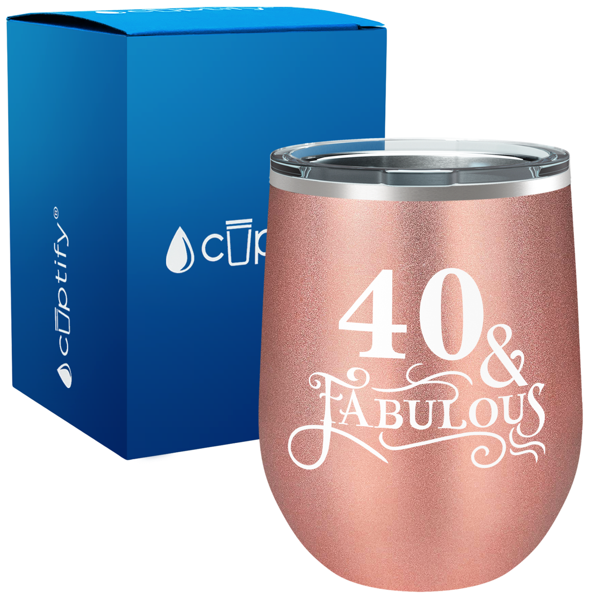 40 & Fabulous Laser Engraved 12oz Birthday Wine Tumbler