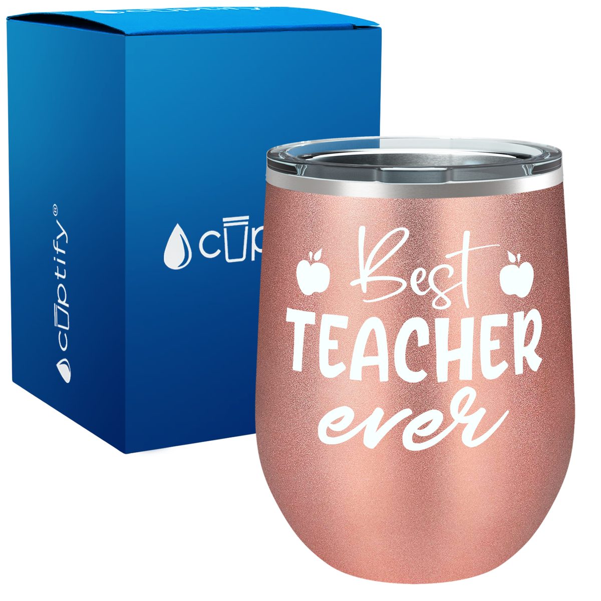Best Teacher Ever with Apples 12oz Teacher Wine Tumbler