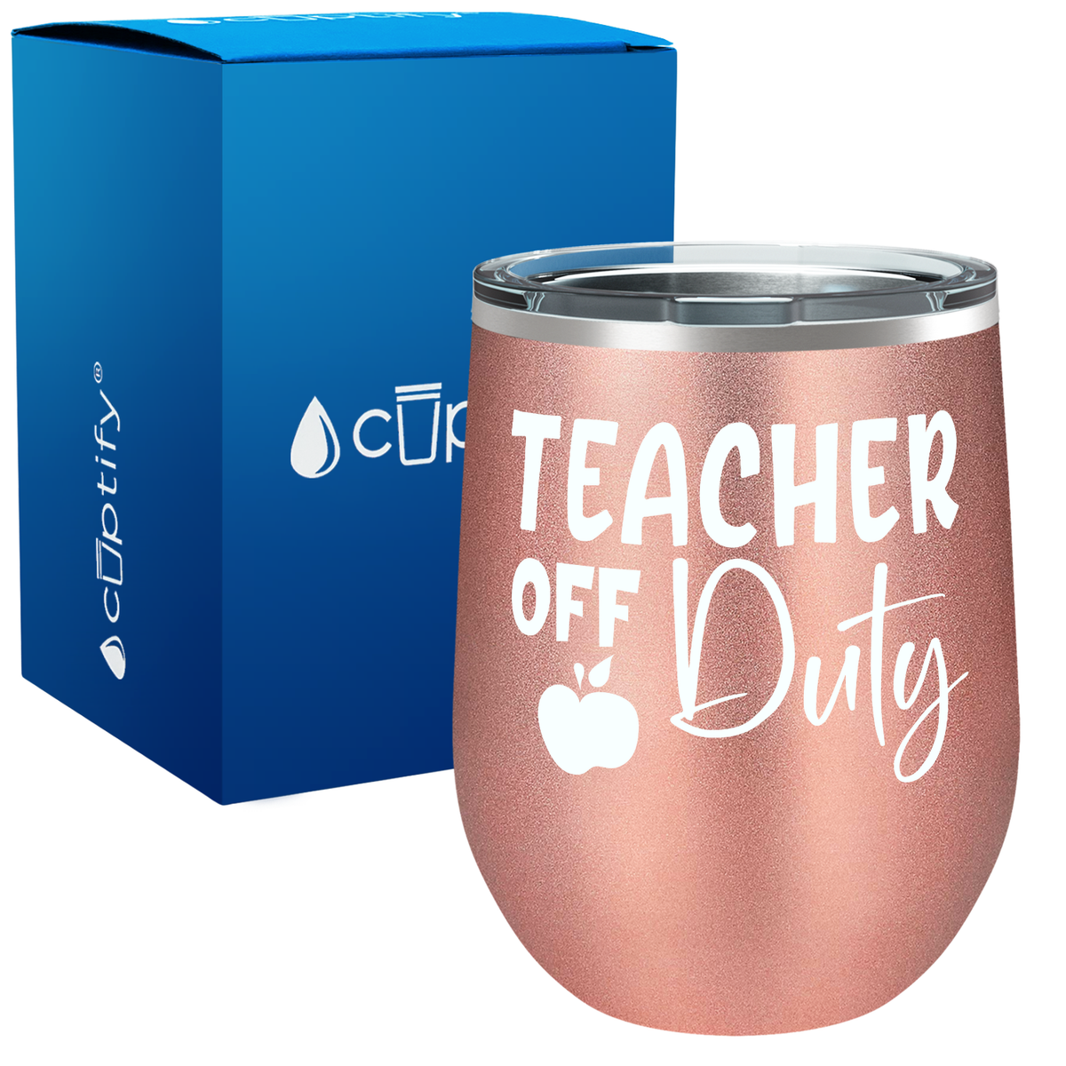 Teacher off Duty with Apple 12oz Teacher Wine Tumbler