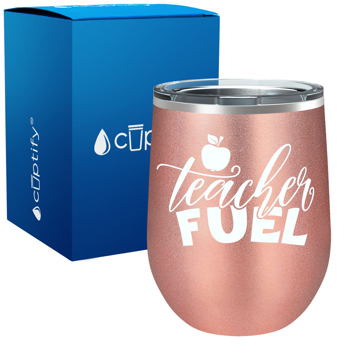 Teacher Fuel with Apple 12oz Teacher Wine Tumbler