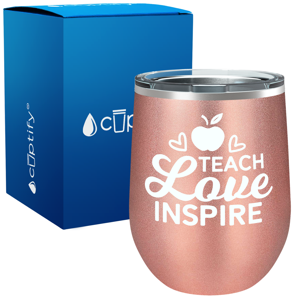 Teach Love Inspire with Apple 12oz Teacher Wine Tumbler