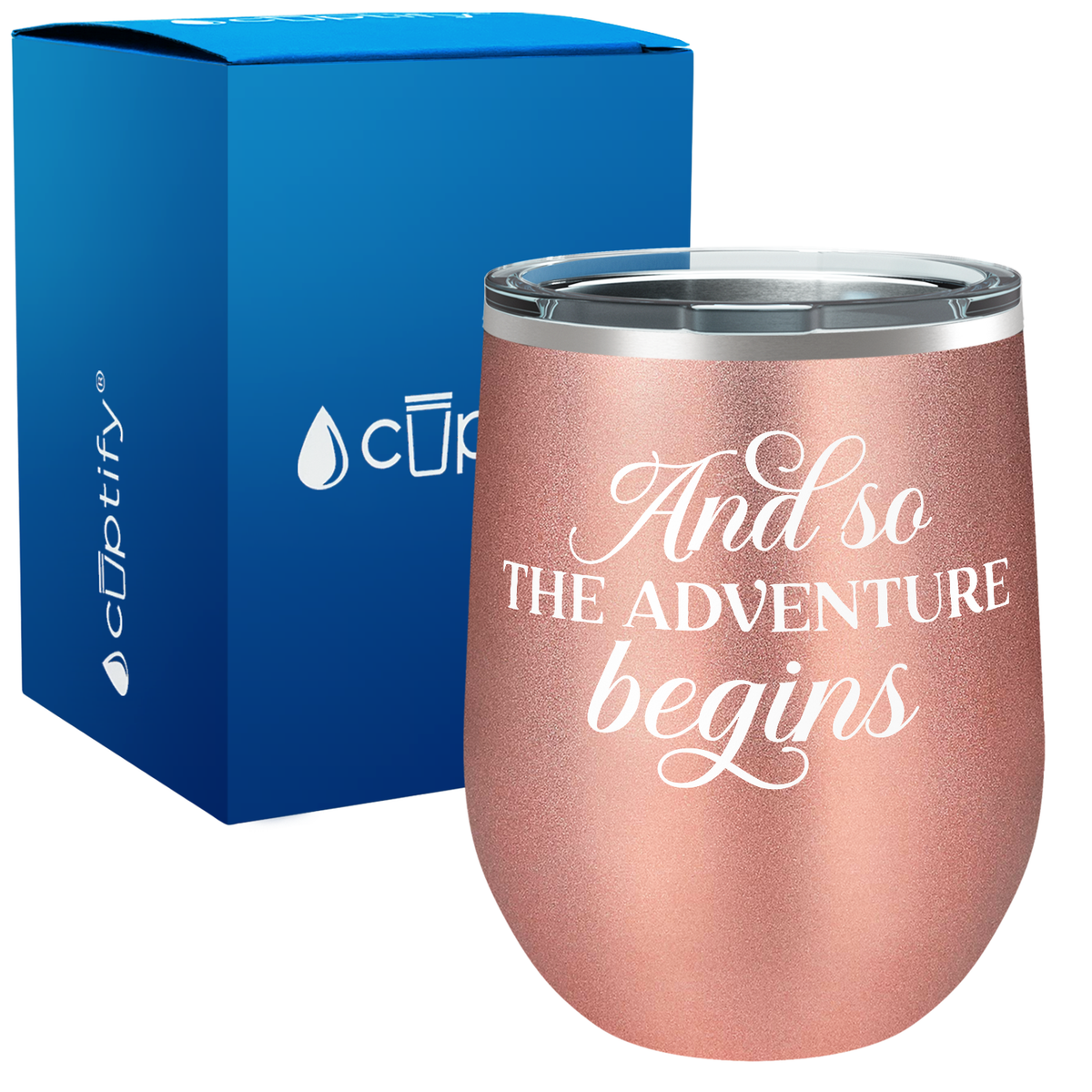 The Adventure Begins 12oz Graduation Wine Tumbler