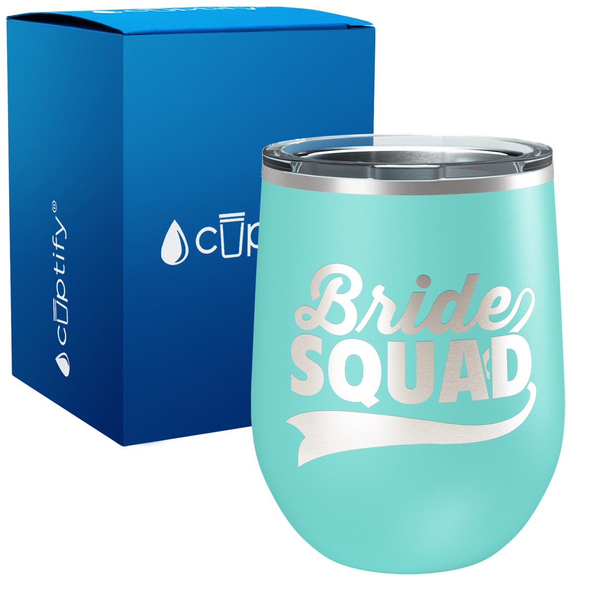 Bride Squad Swoosh 12oz Bridal Shower Wine Tumbler