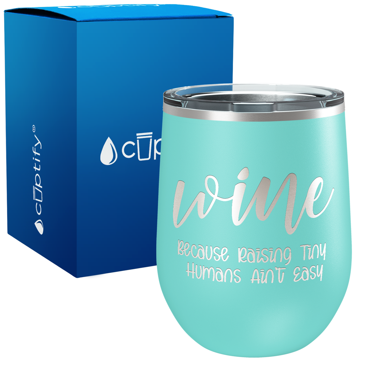 Raising Tiny Humans 12oz Mom Wine Tumbler