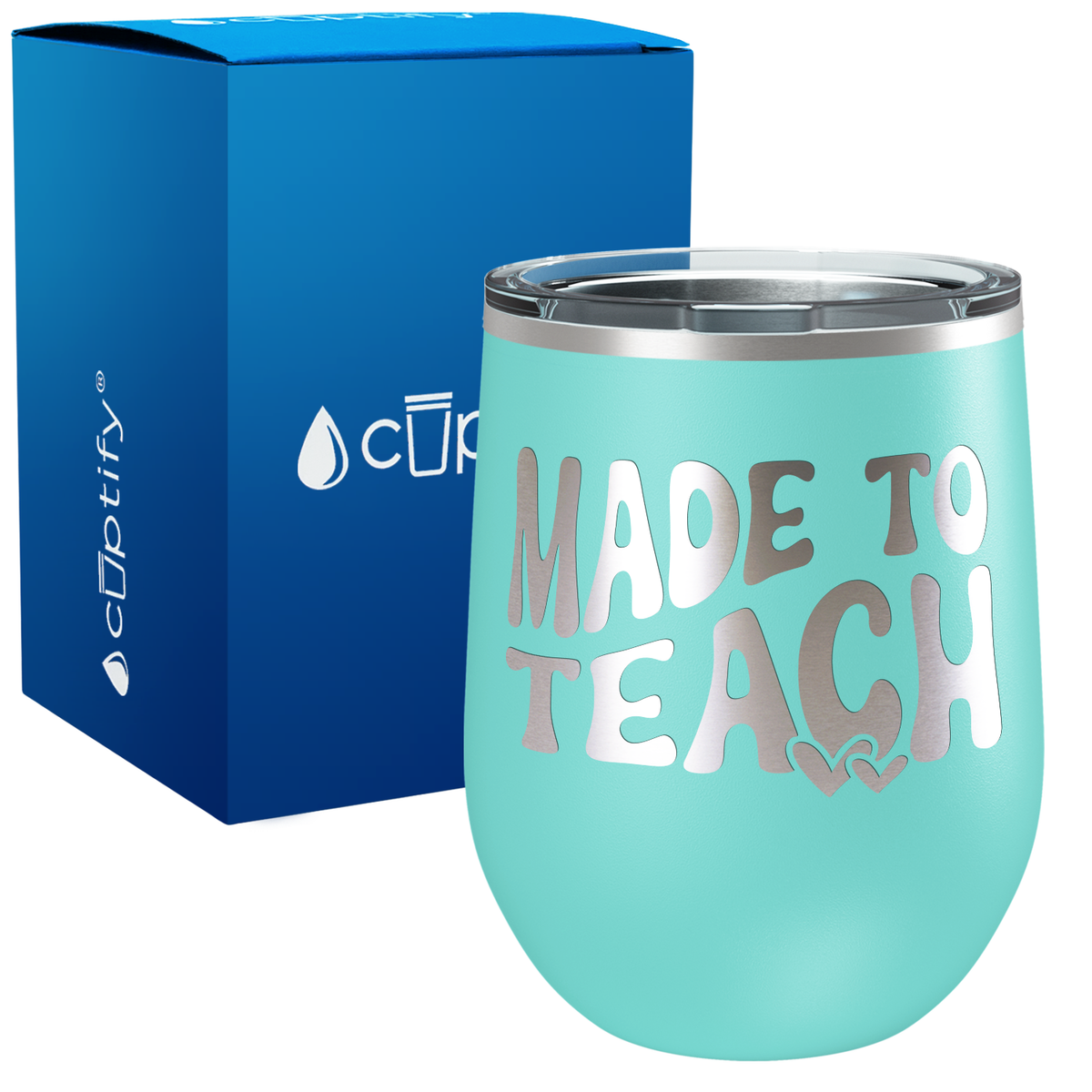 Made to Teach with Hearts 12oz Teacher Wine Tumbler