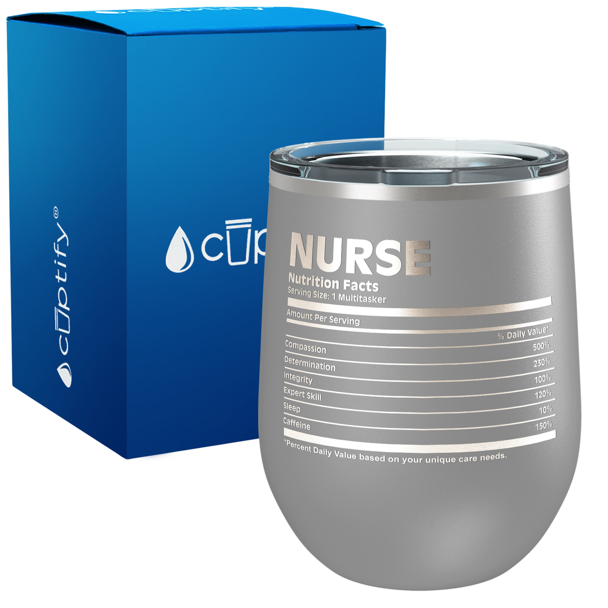 Nurse Nutritional Facts 12oz Nurse Wine Tumbler