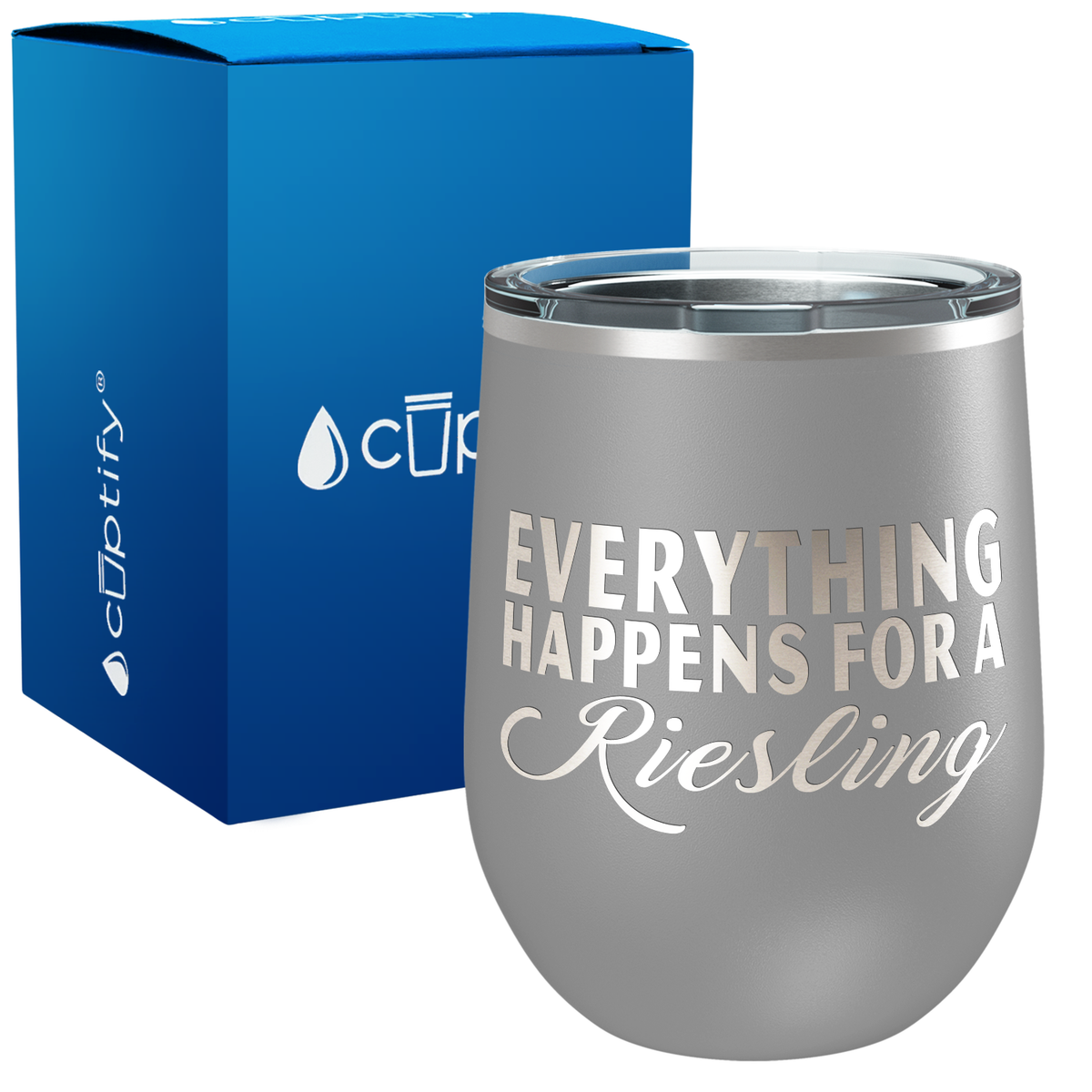 Everything Happens for a Riesling 12oz Funny Wine Tumbler