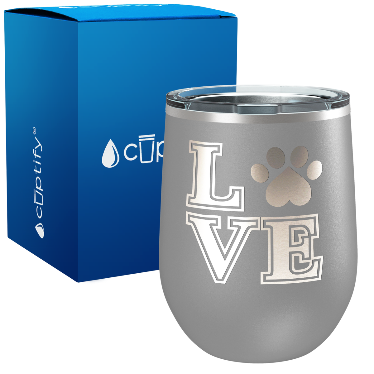 Love Dogs Paw Print 12oz Dog Wine Tumbler