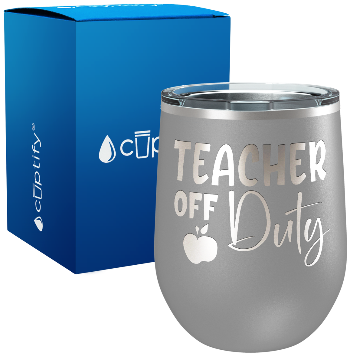 Teacher off Duty with Apple 12oz Teacher Wine Tumbler
