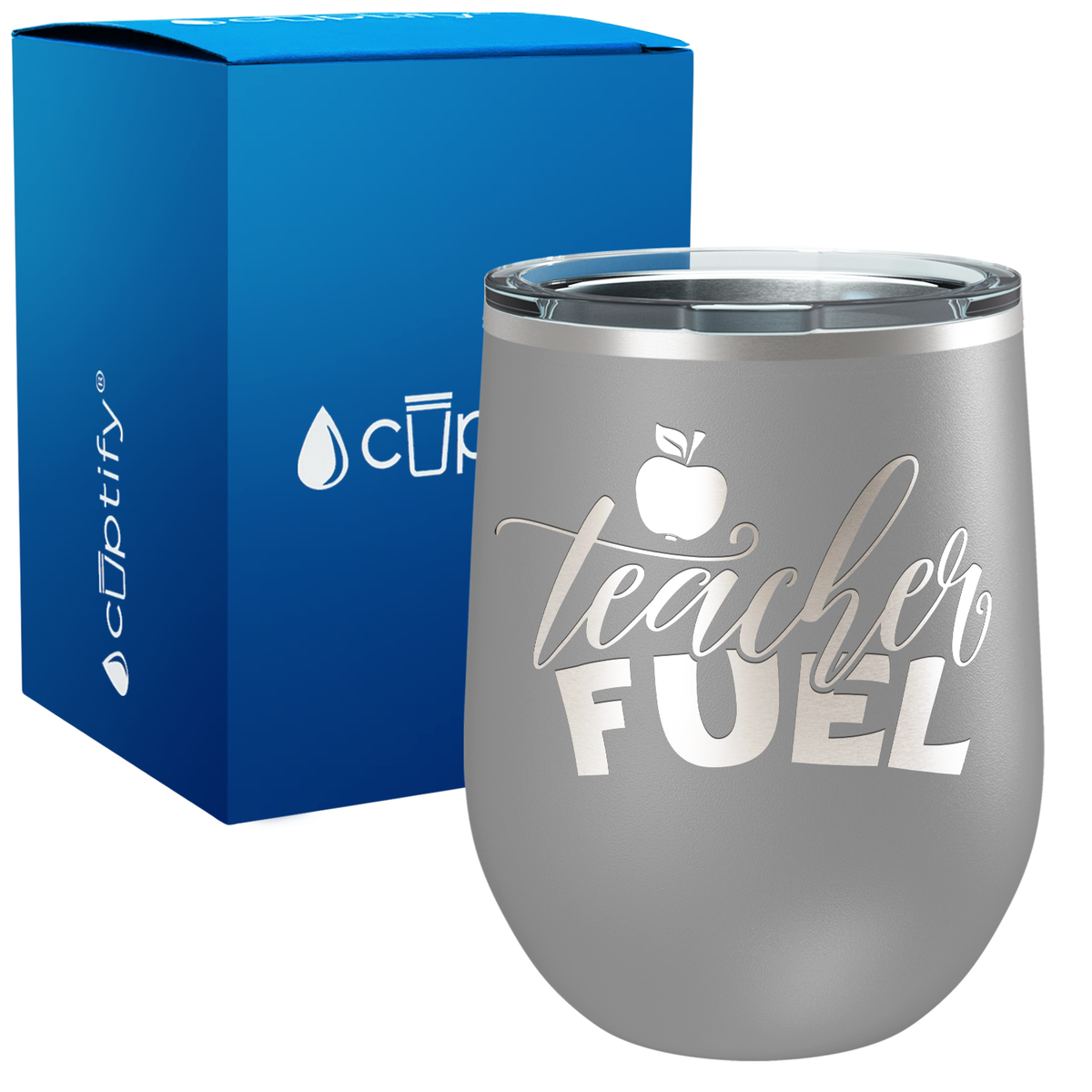 Teacher Fuel with Apple 12oz Teacher Wine Tumbler