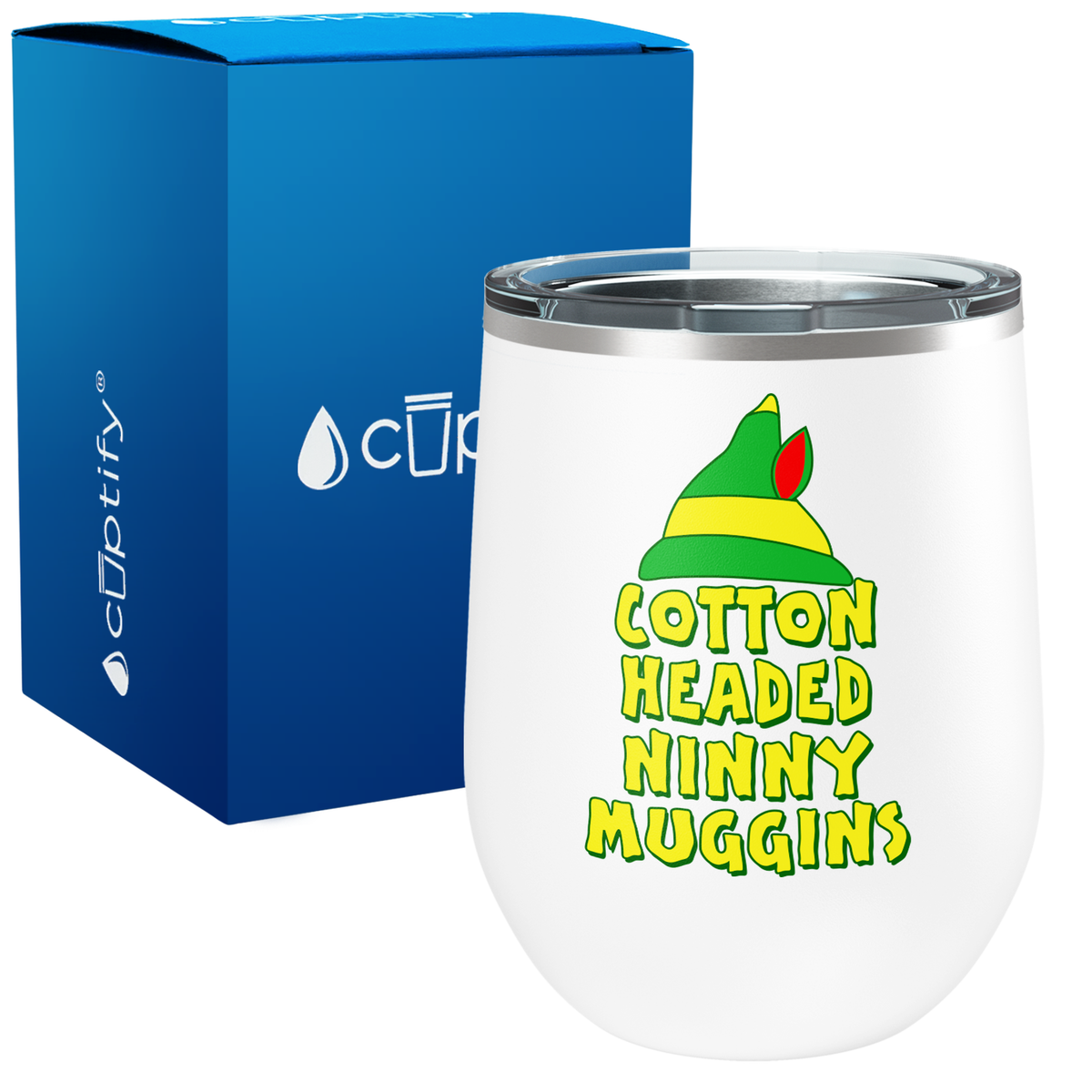 Cotton Headed Ninny Muggins on 12oz Christmas Wine Tumbler