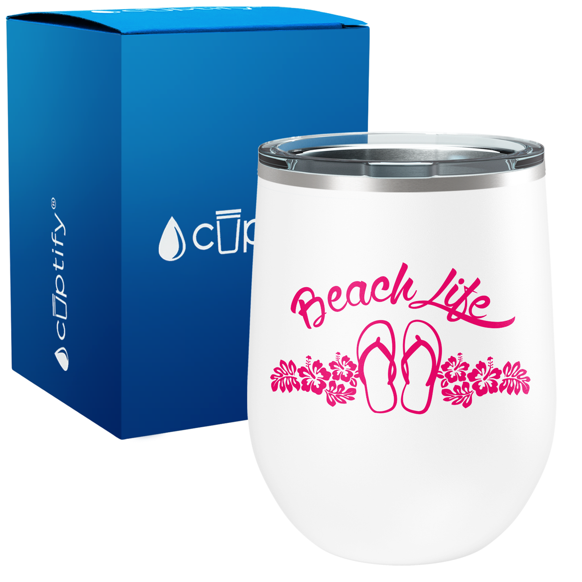 Beach Life Flowers and Sandals 12oz Beach Wine Tumbler