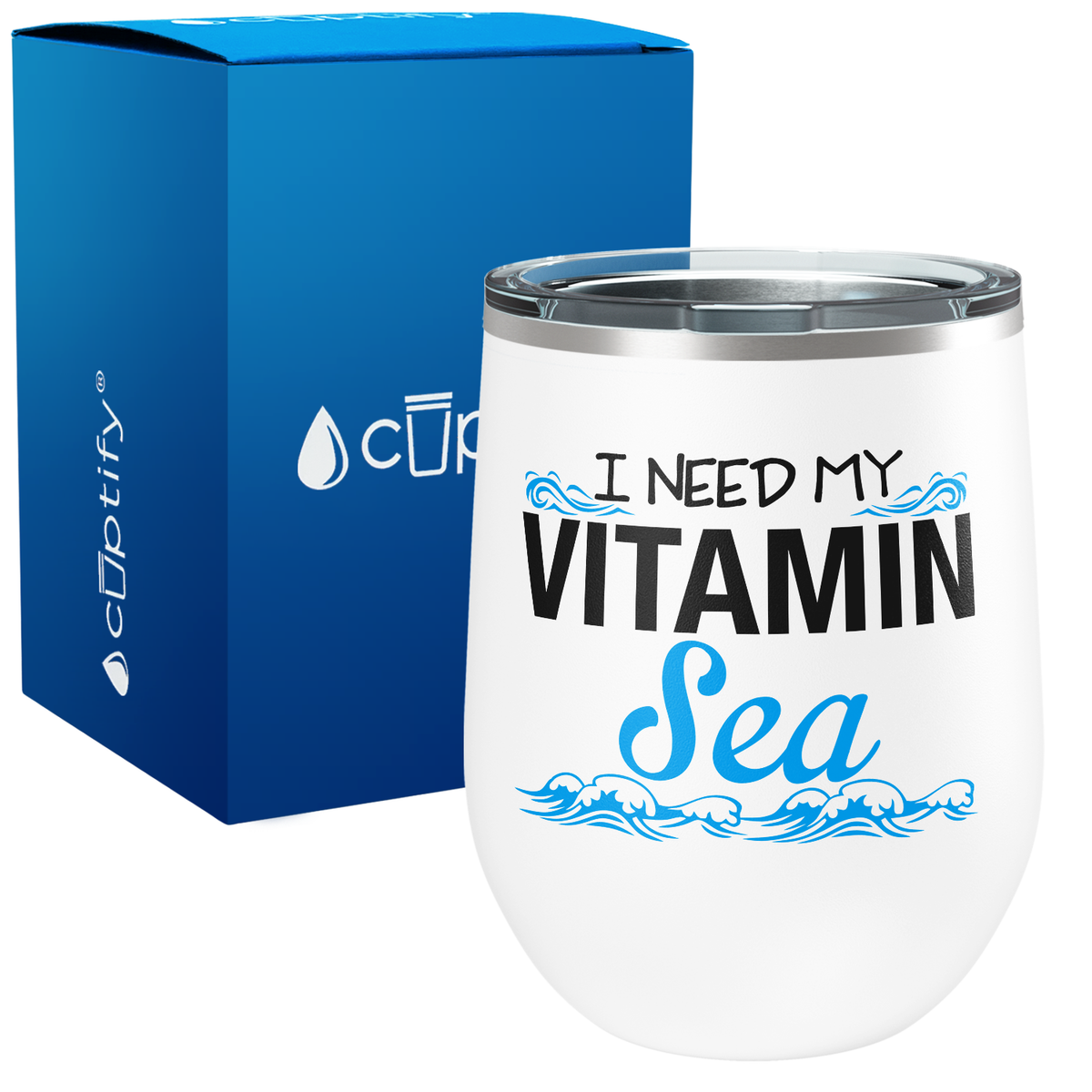 I Need my Vitamin Sea 12oz Beach Wine Tumbler