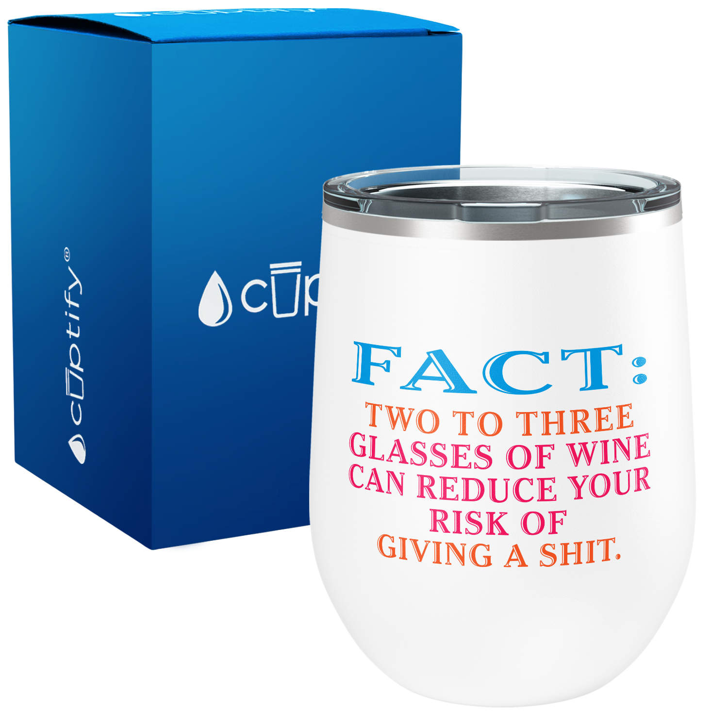 FACT Two To Three Glasses Reduces Risk 12oz Funny Wine Tumbler