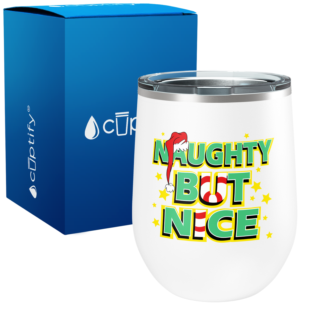 Naughty But Nice on 12oz Christmas Wine Tumbler