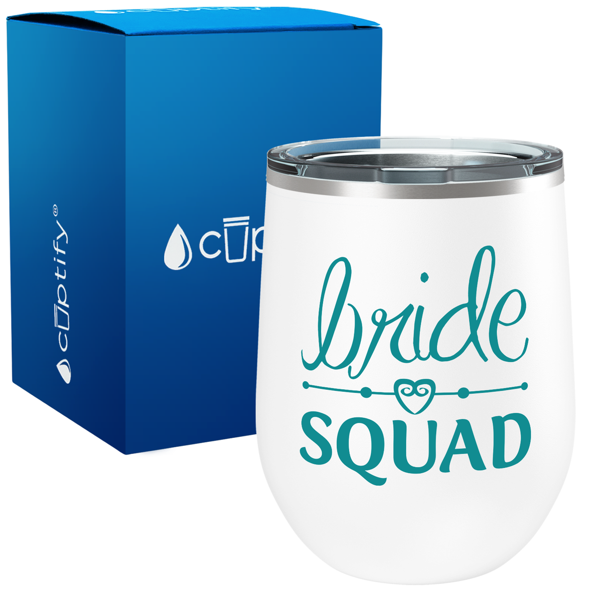 Bride Squad Heart 12oz Bridal Shower Wine Tumbler