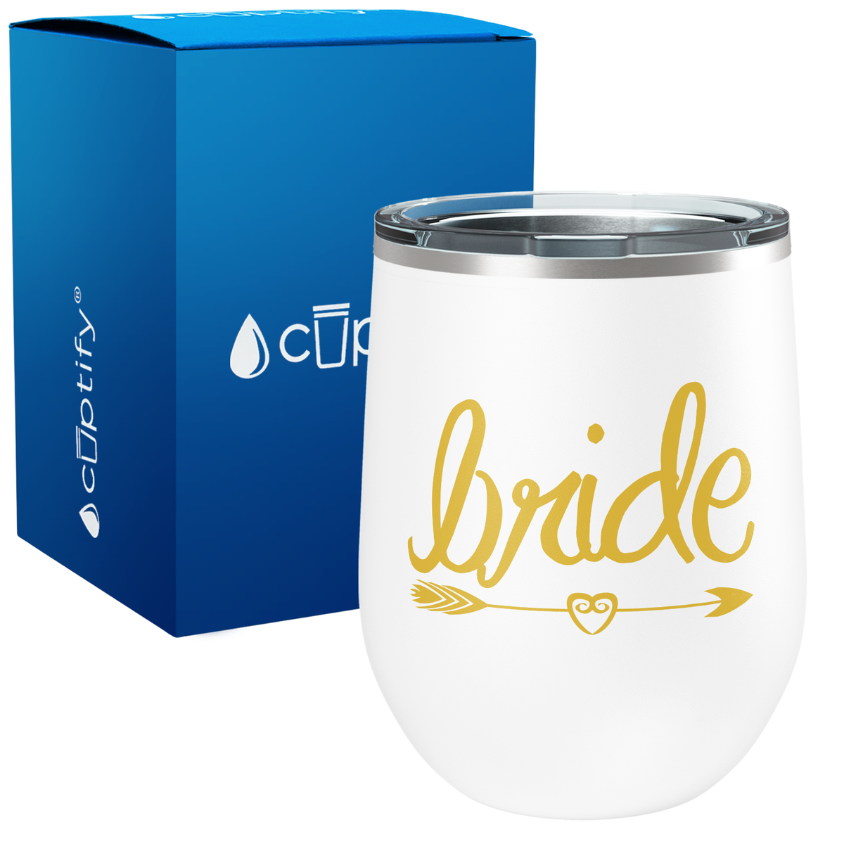Bride Heart Arrow 12oz Bridal Shower Wine Tumbler