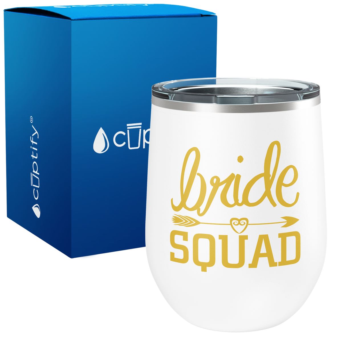 Bride Squad Heart Arrow 12oz Bridal Shower Wine Tumbler