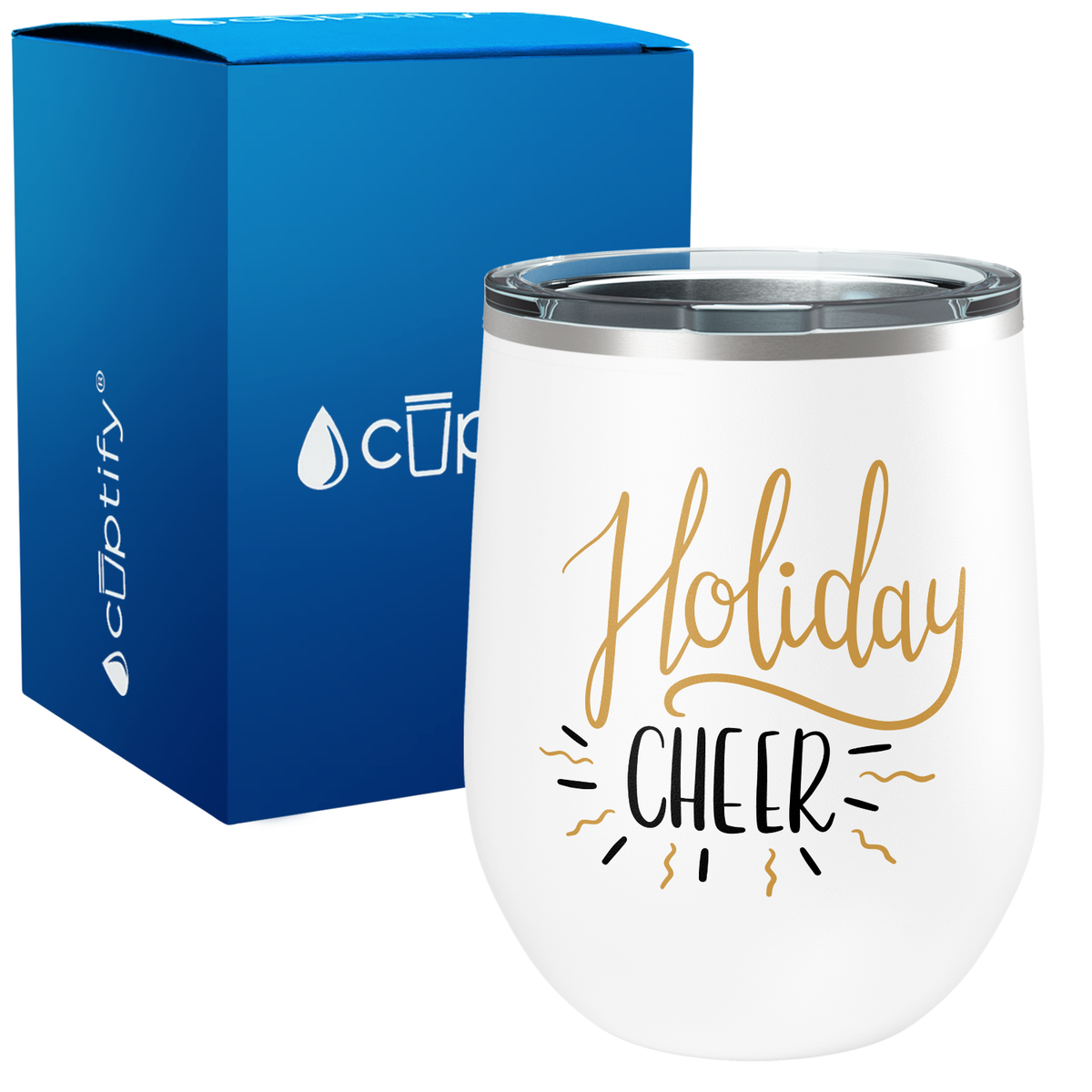 Holiday Cheer on 12oz Christmas Wine Tumbler