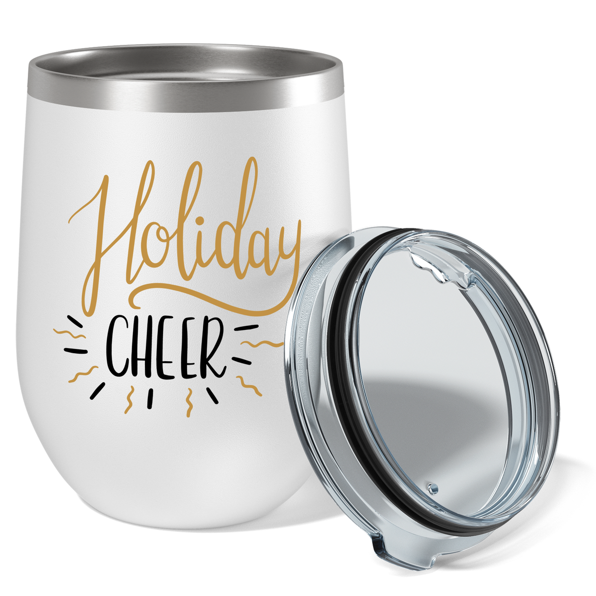 Holiday Cheer on 12oz Christmas Wine Tumbler