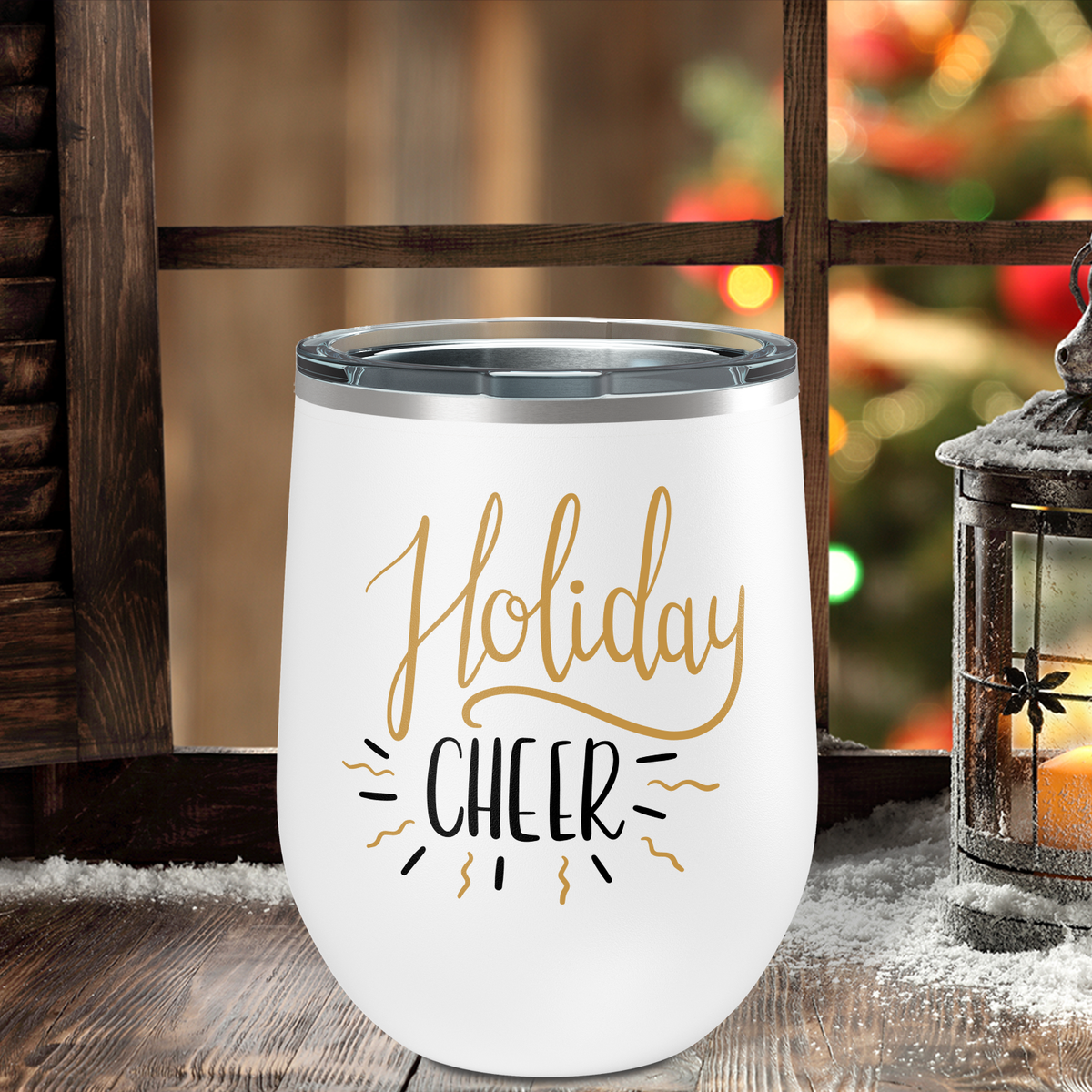 Holiday Cheer on 12oz Christmas Wine Tumbler