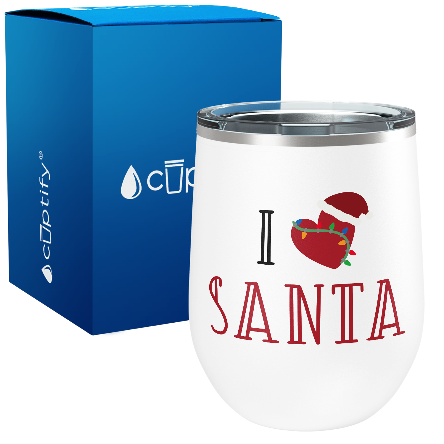 I Heart Santa on 12oz Christmas Wine Tumbler