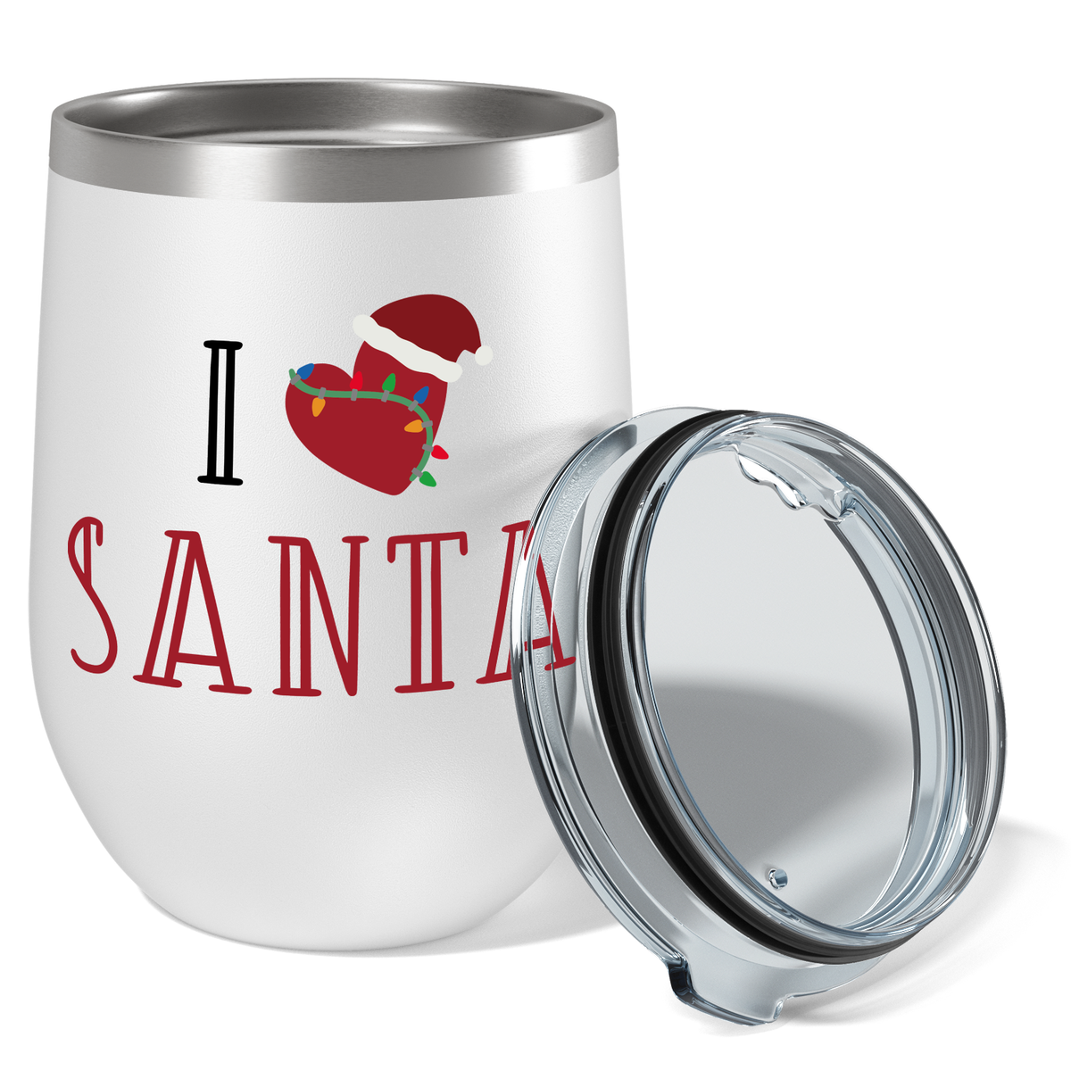 I Heart Santa on 12oz Christmas Wine Tumbler