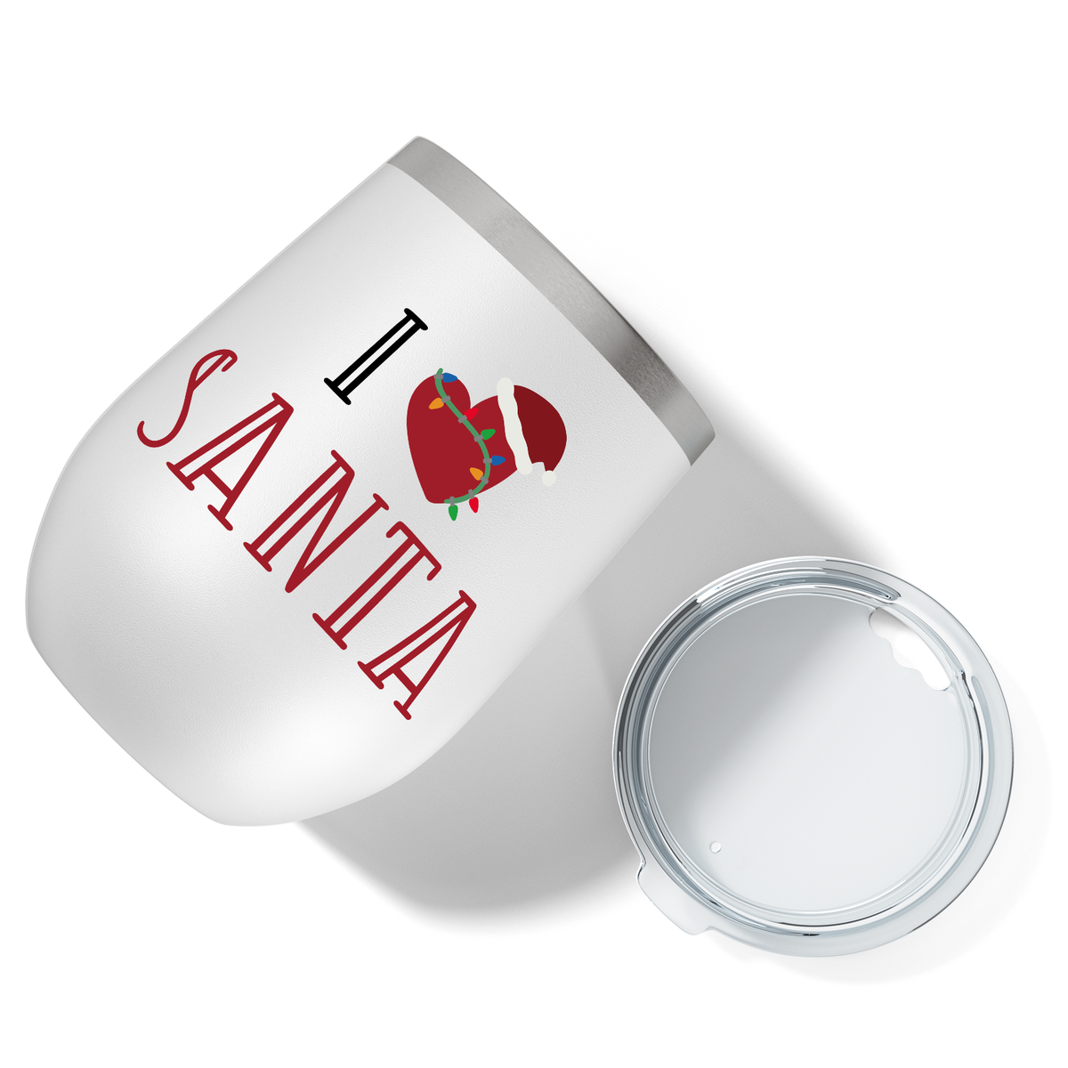 I Heart Santa on 12oz Christmas Wine Tumbler