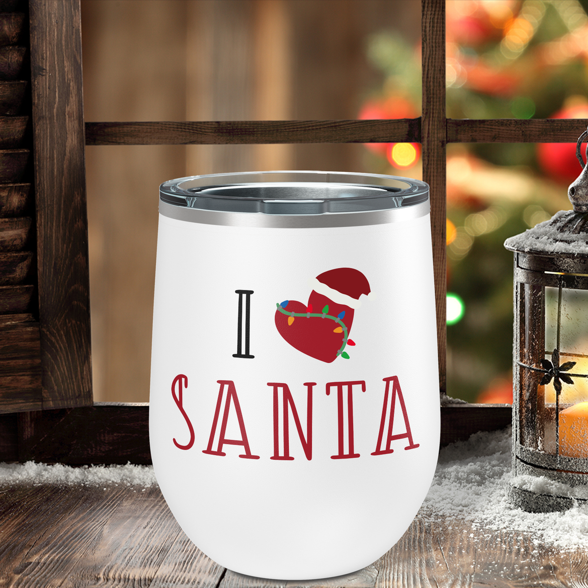 I Heart Santa on 12oz Christmas Wine Tumbler