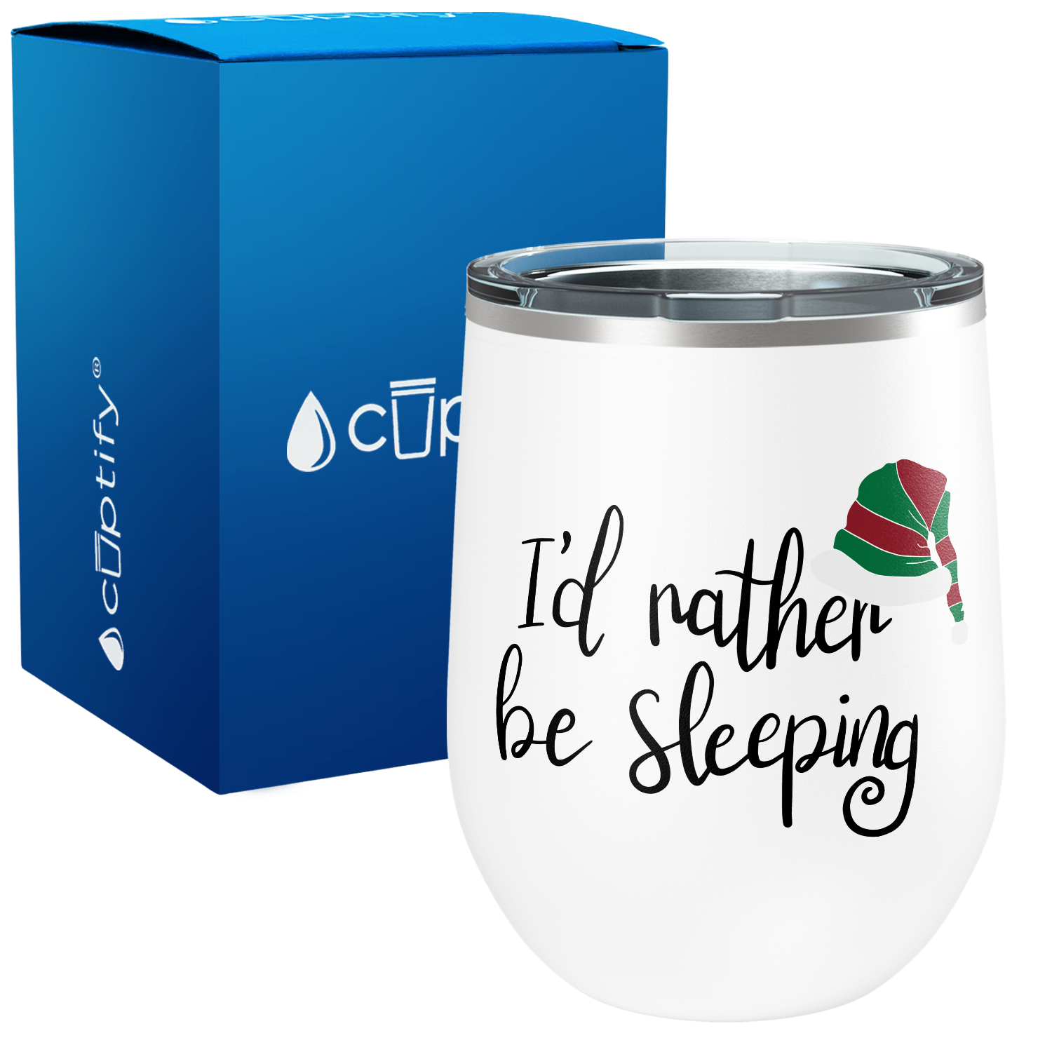 I Rather Be Sleeping on 12oz Christmas Wine Tumbler