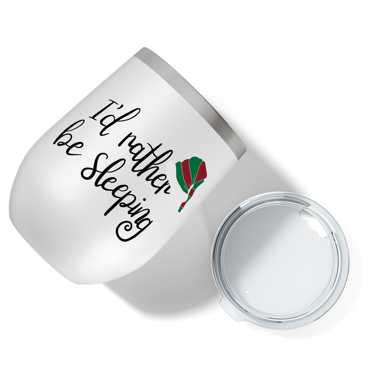 I Rather Be Sleeping on 12oz Christmas Wine Tumbler