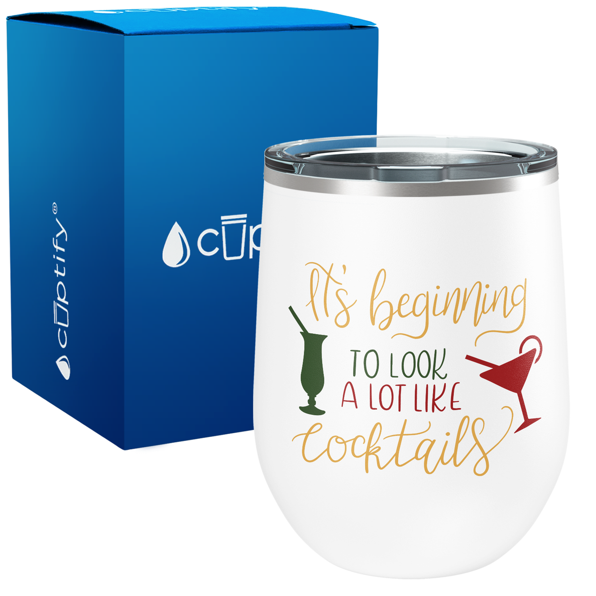 It's Beginning to Look a Lot Like Cocktails on 12oz Christmas Wine Tumbler