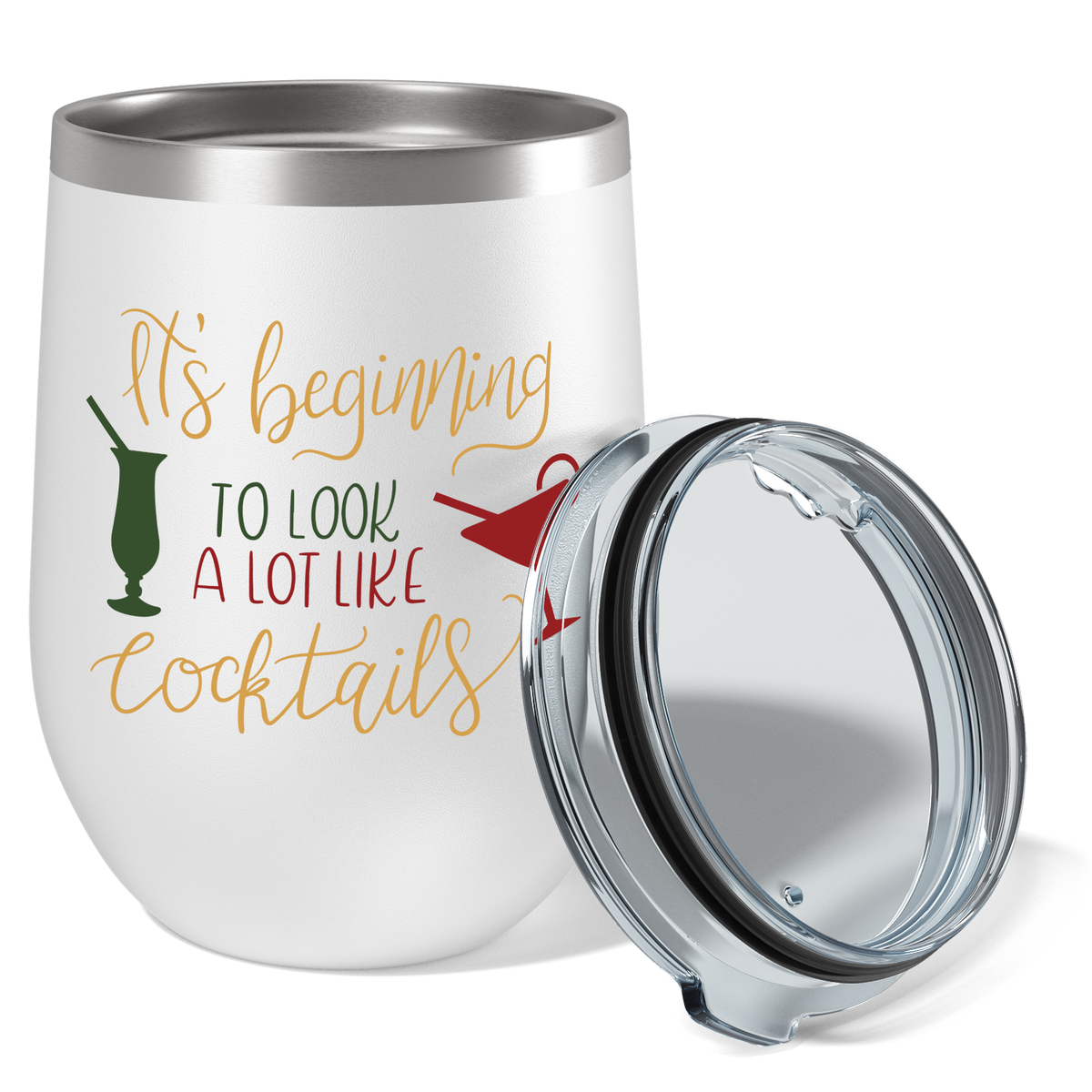 It's Beginning to Look a Lot Like Cocktails on 12oz Christmas Wine Tumbler