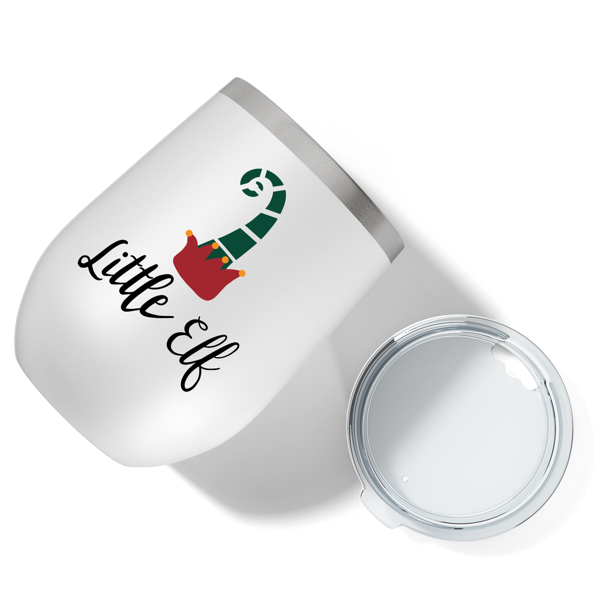 Little ELF with Santa Hat on 12oz Christmas Wine Tumbler