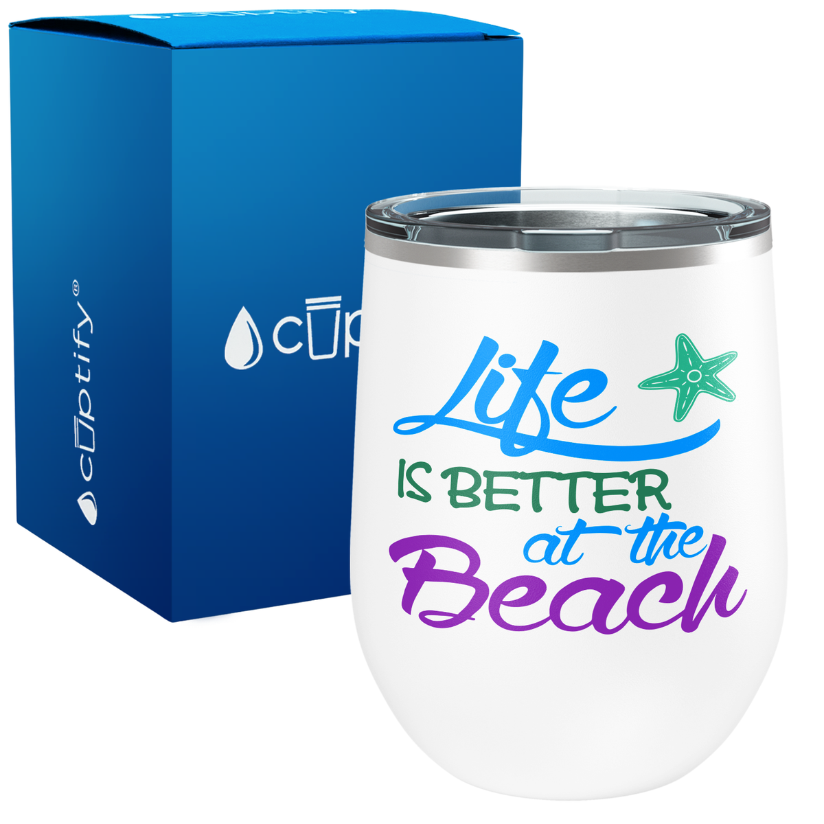 Life is Better at the Beach with Starfish 12oz Beach Wine Tumbler