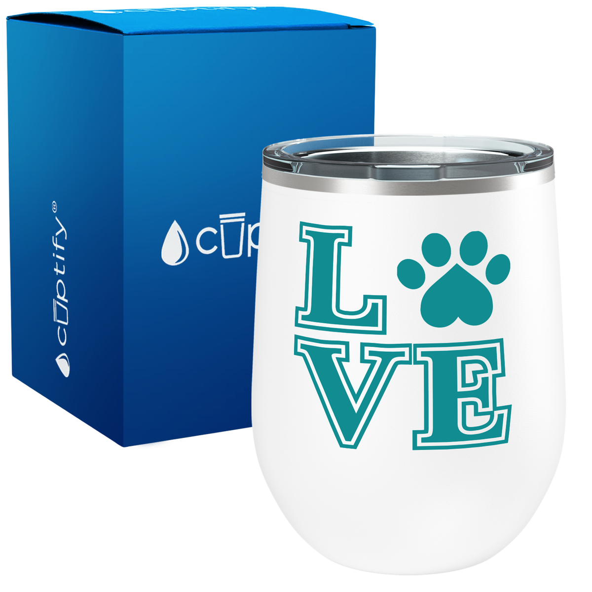 Love Dogs Paw Print 12oz Dog Wine Tumbler