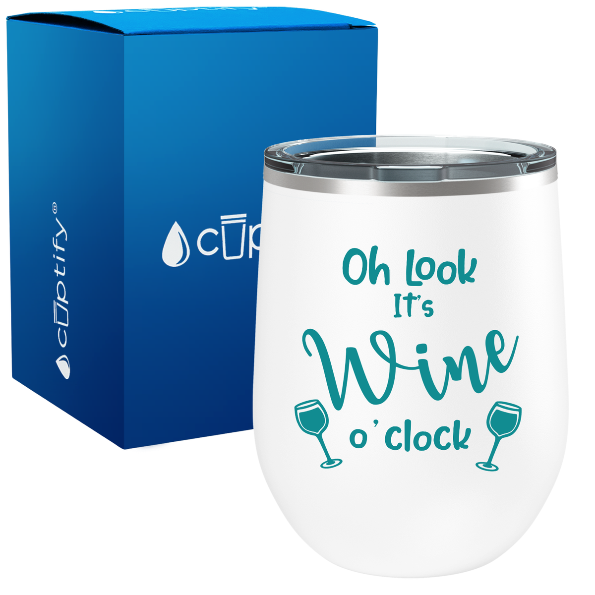 Oh Look It's Wine o'clock Laser Engraved 12 oz Sayings Wine Tumbler