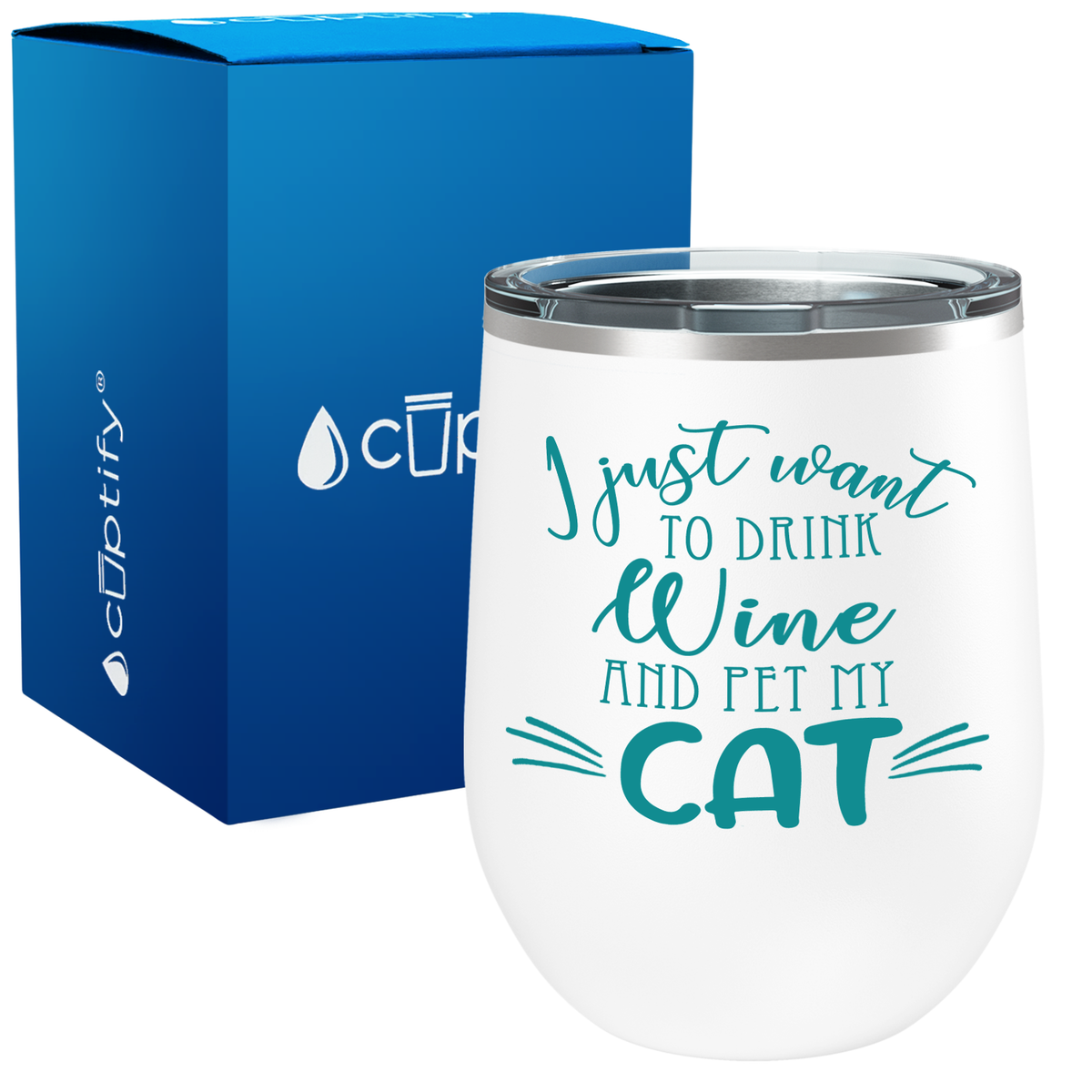 Drink Wine and Pet my Cat 12oz Cat Wine Tumbler