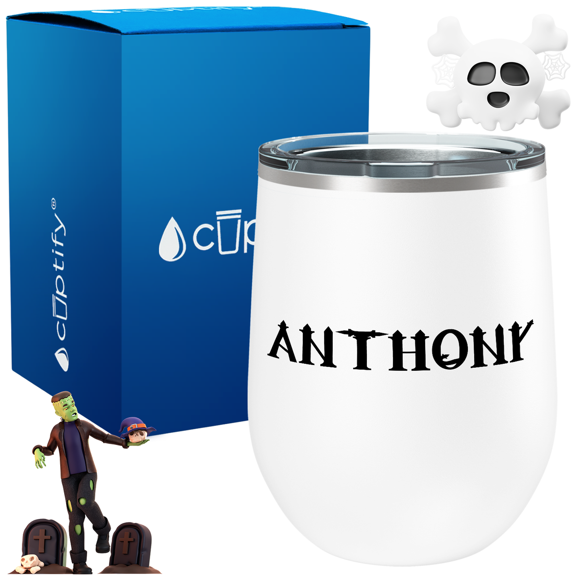 Personalized Creepy Style 12oz Halloween Wine Tumbler