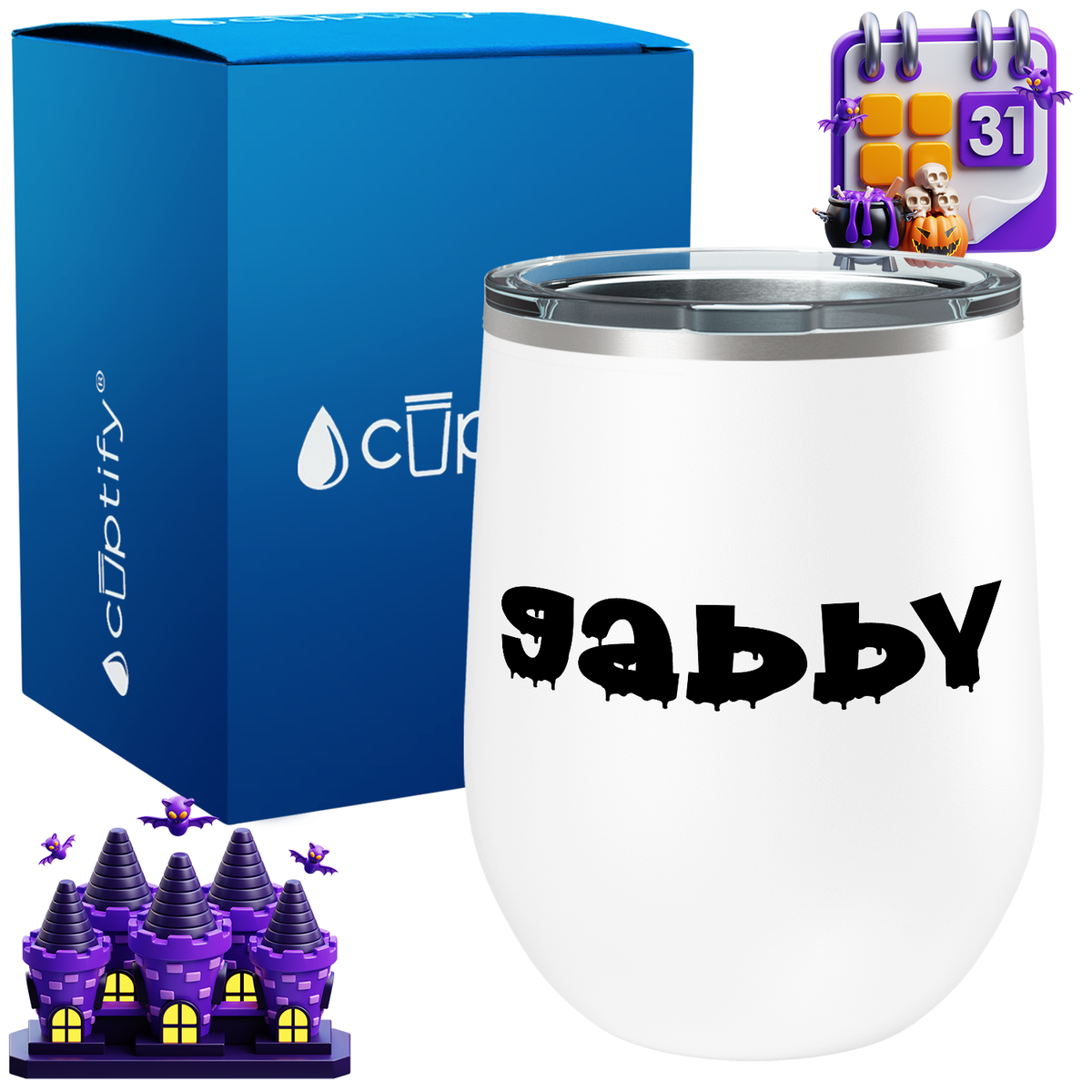 Personalized Haunted Style 12oz Halloween Wine Tumbler