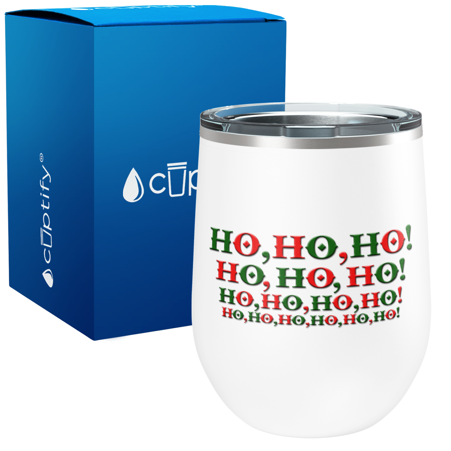 Ho, Ho, Ho, Ho on 12oz Christmas Wine Tumbler