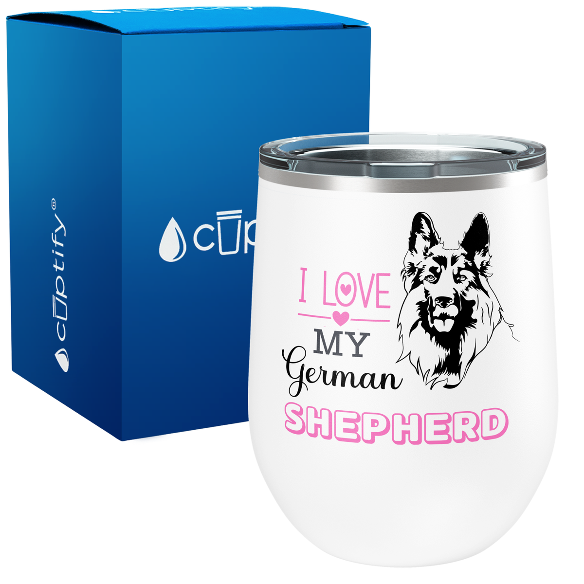 I Love my German Shepherd 12oz Dog Wine Tumbler