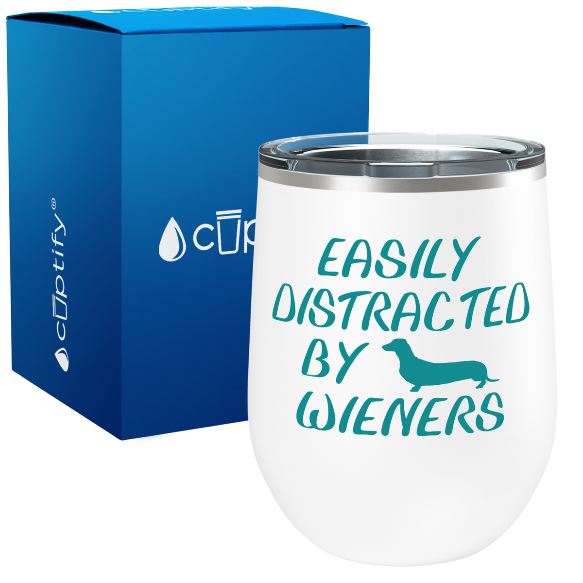 Easily Distracted by Wieners 12oz Dog Wine Tumbler