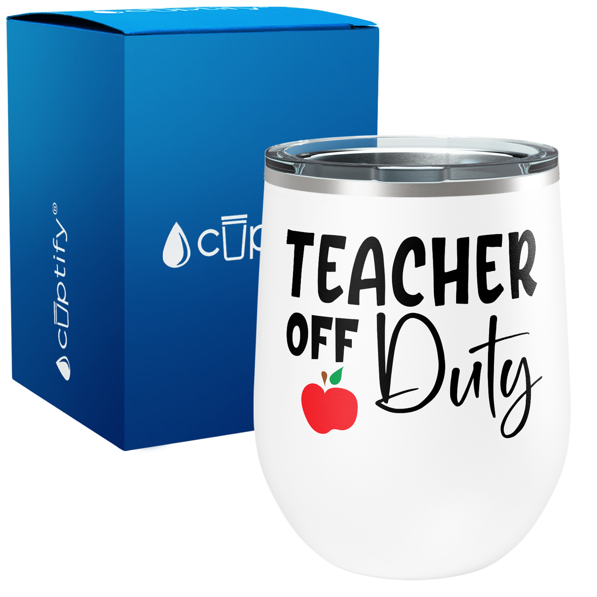 Teacher off Duty with Apple 12oz Teacher Wine Tumbler