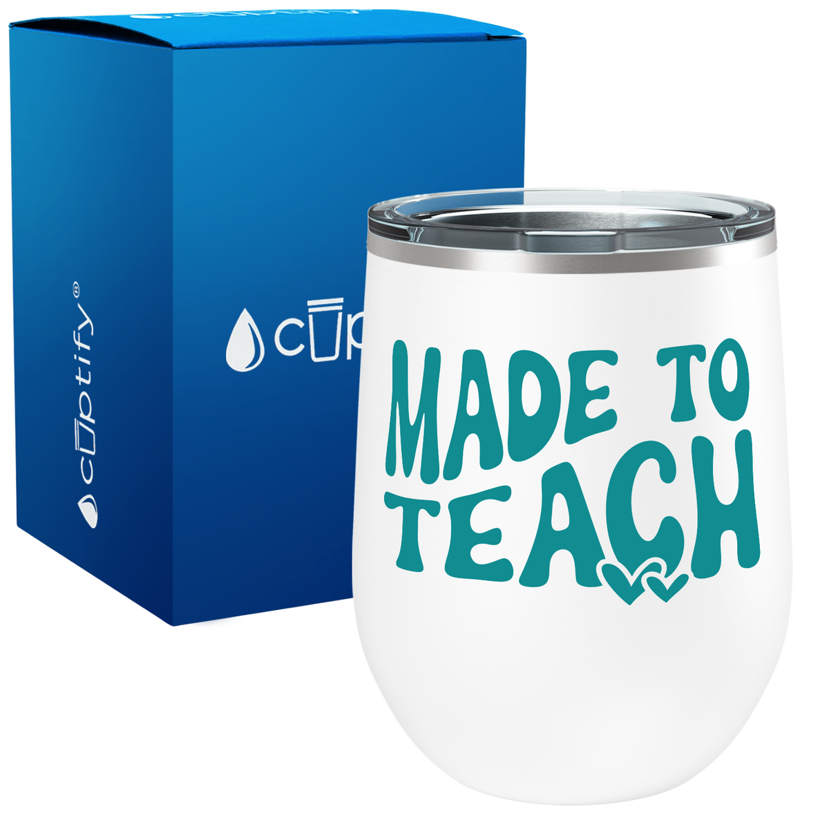 Made to Teach with Hearts 12oz Teacher Wine Tumbler