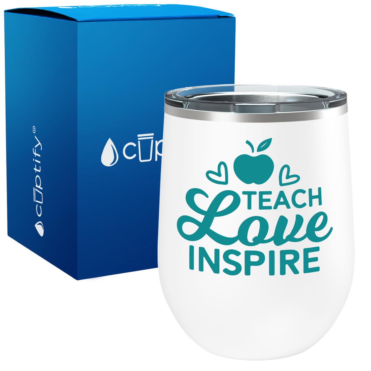 Teach Love Inspire with Apple 12oz Teacher Wine Tumbler