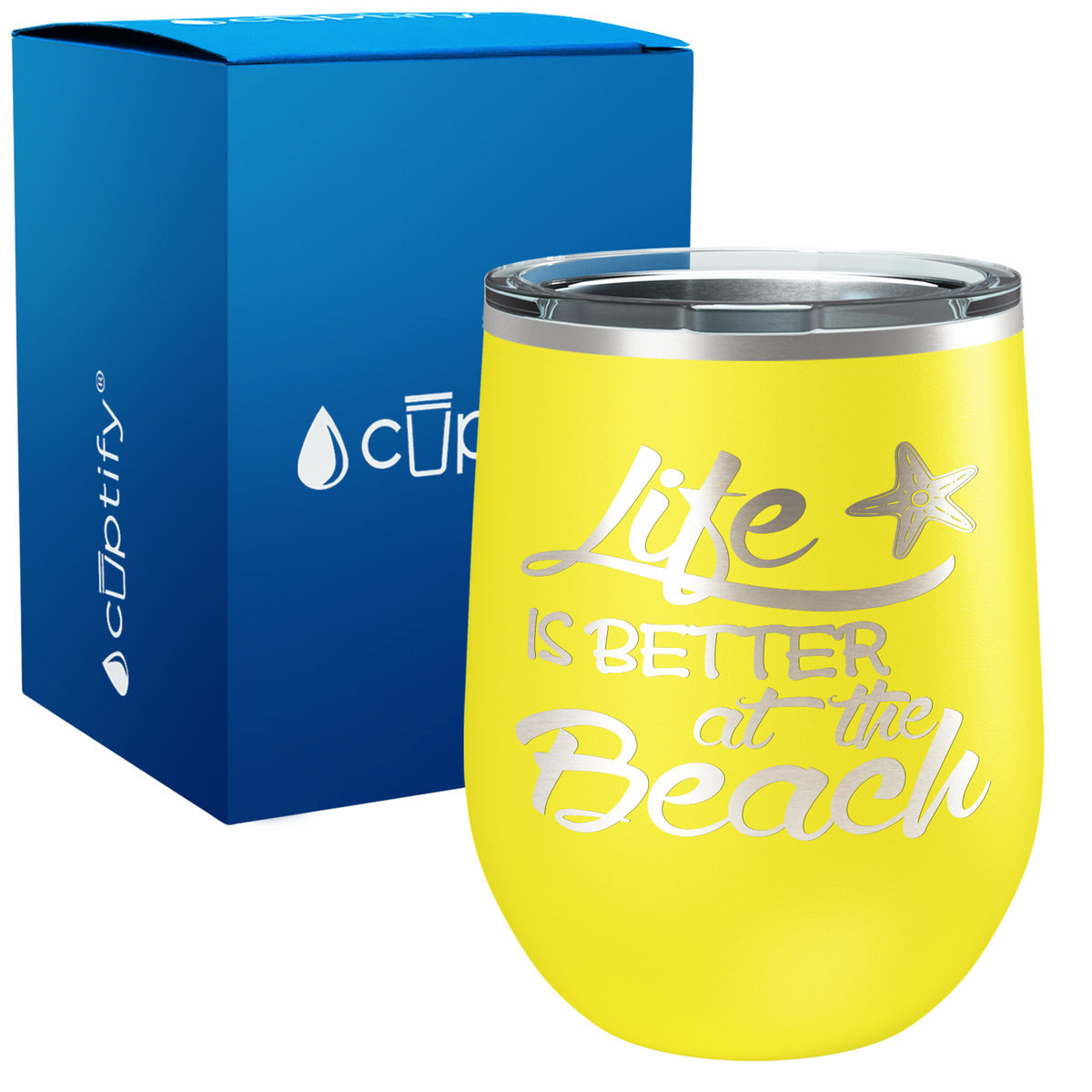 Life is Better at the Beach with Starfish 12oz Beach Wine Tumbler