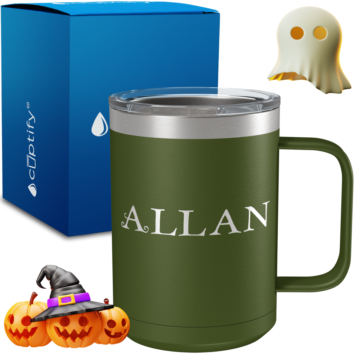 Personalized Eerie Halloween Font on 15oz Stainless Coffee Mug