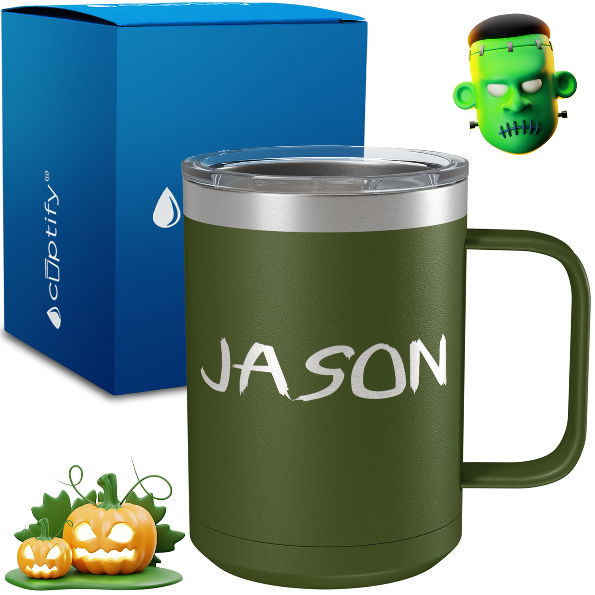 Personalized Scary Halloween Font on 15oz Stainless Coffee Mug